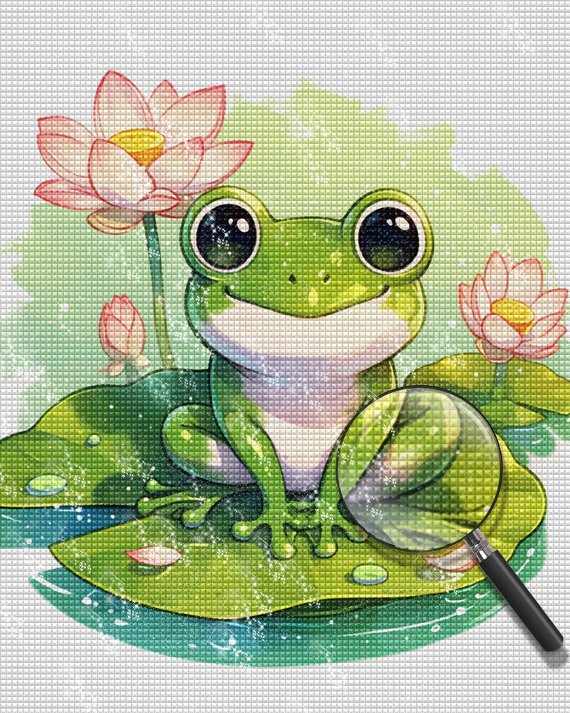 Grenouille Avec Lotus Broderie Diamant