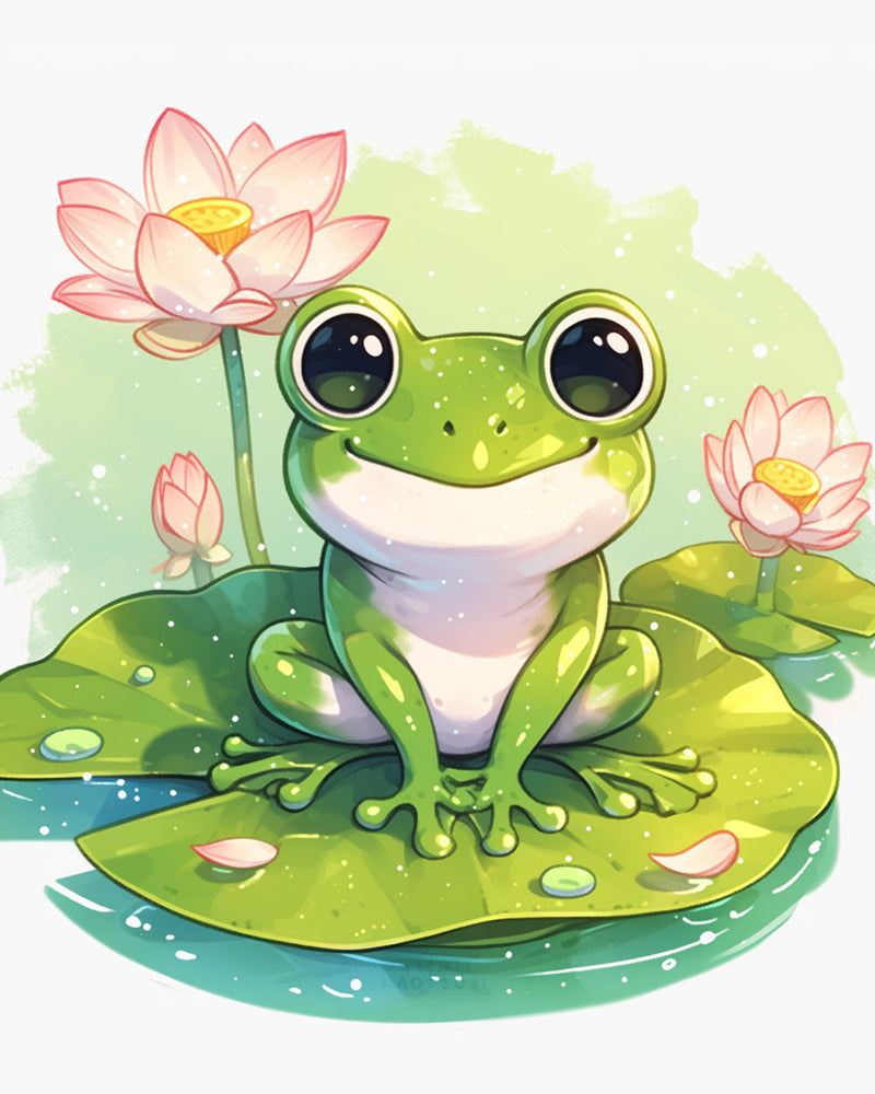 Grenouille Avec Lotus Broderie Diamant