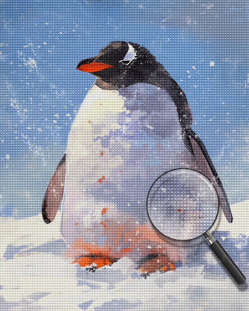 Pingouin dans La Neige Broderie Diamant