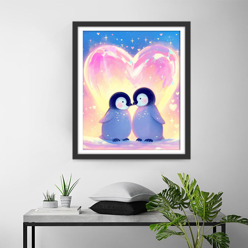 Couple de Pingouins Broderie Diamant