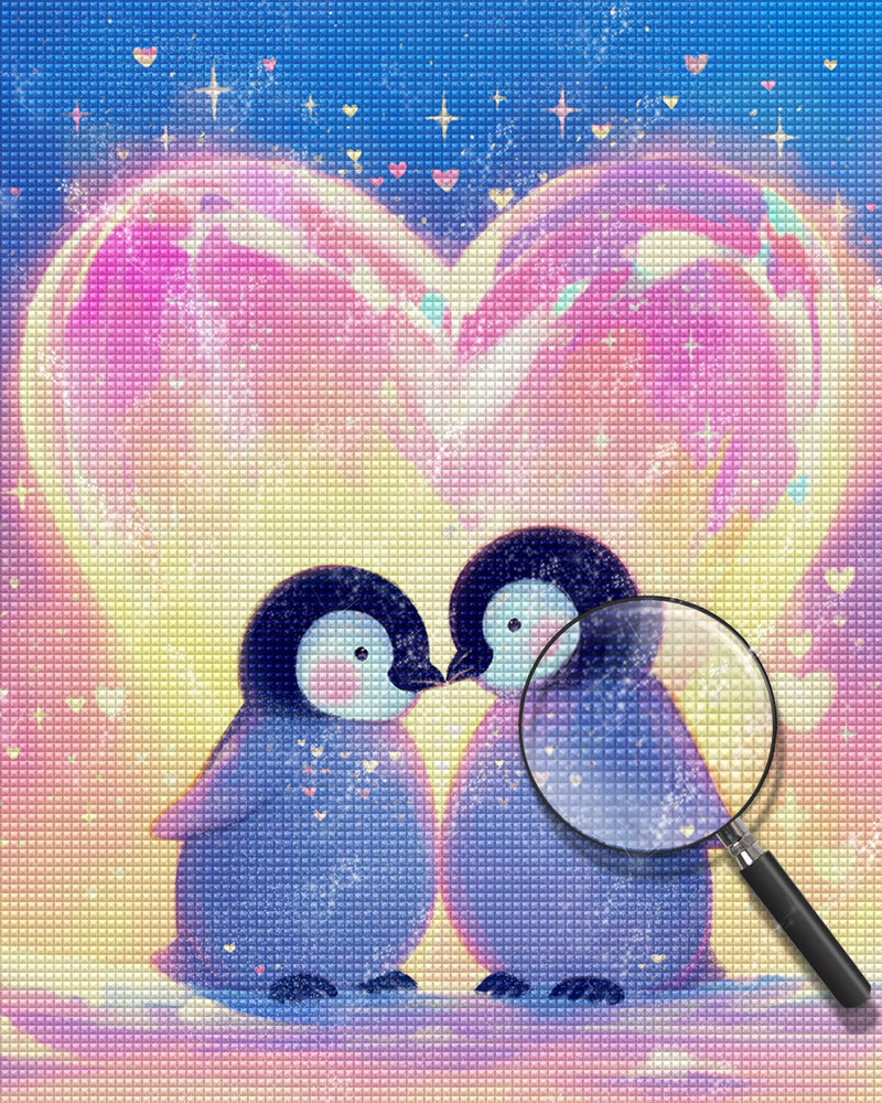 Couple de Pingouins Broderie Diamant