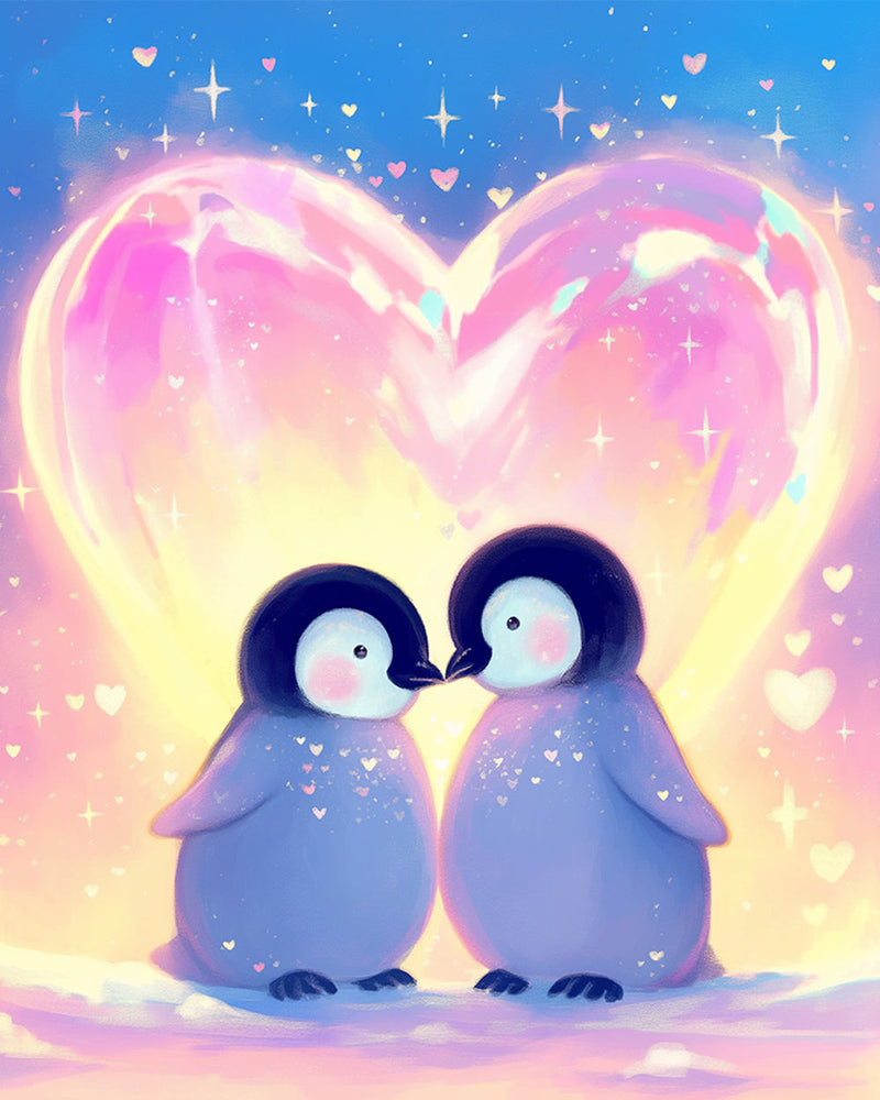 Couple de Pingouins Broderie Diamant