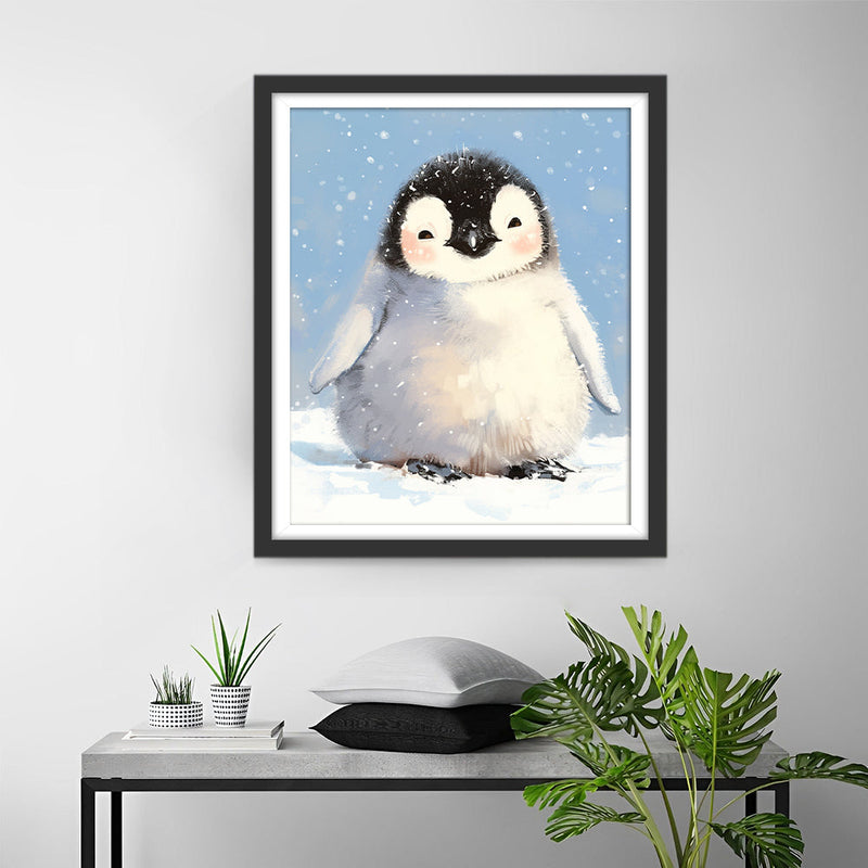 Pingouin Mignon dans La Neige Broderie Diamant