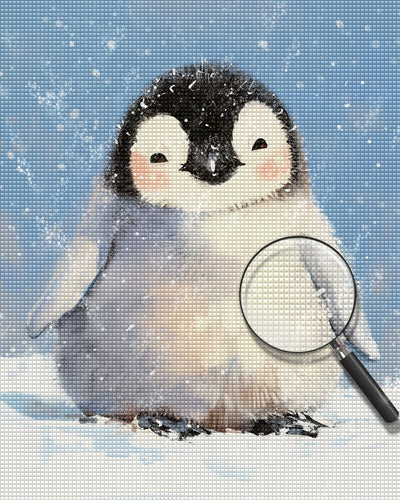 Pingouin Mignon dans La Neige Broderie Diamant