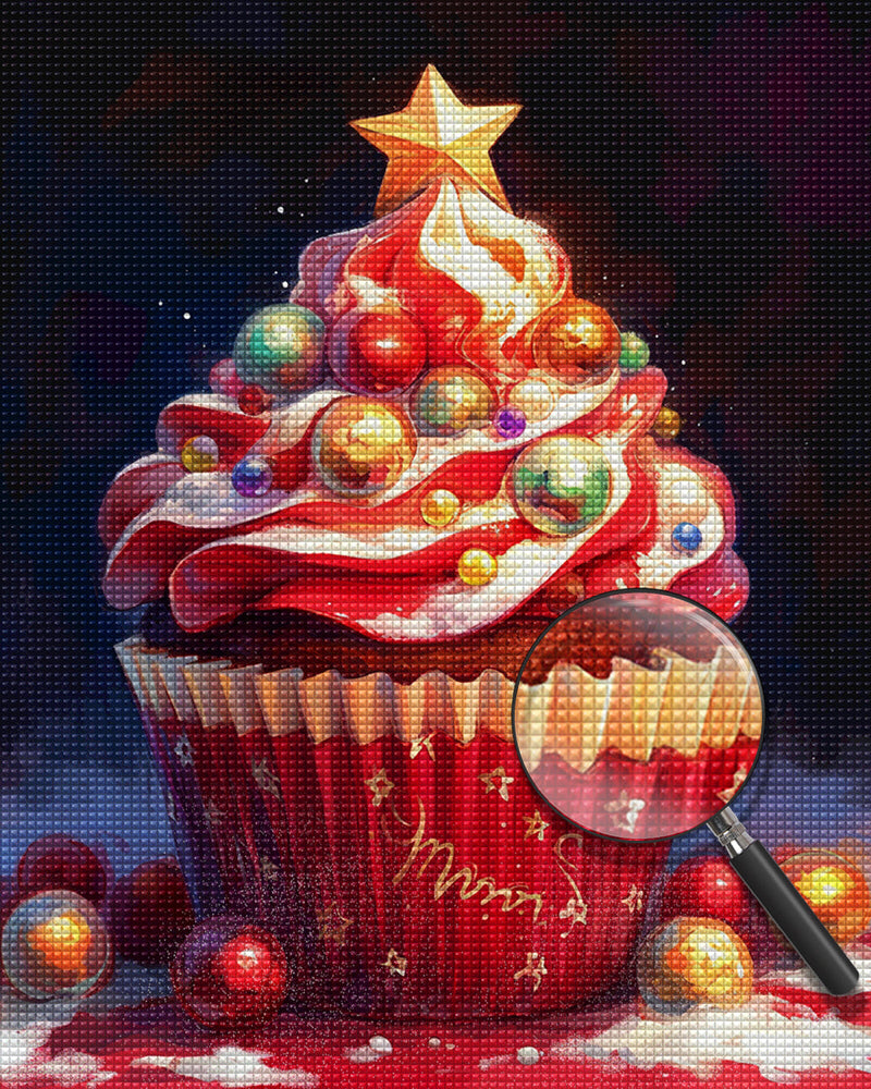 Cupcake de Noël Broderie Diamant