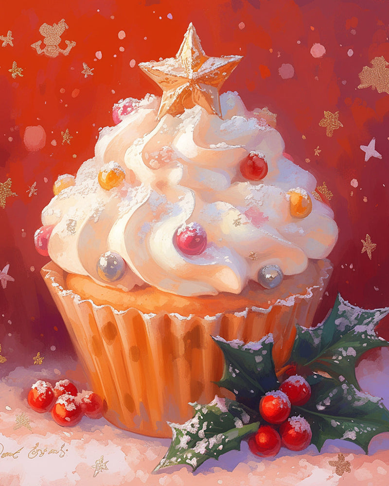 Cupcake de Noël Broderie Diamant