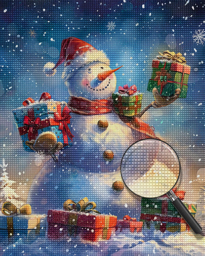 Bonhomme de Neige de Noël Avec Cadeaux Broderie Diamant