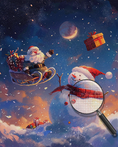 Bonhomme de Neige Le Père Noël Broderie Diamant