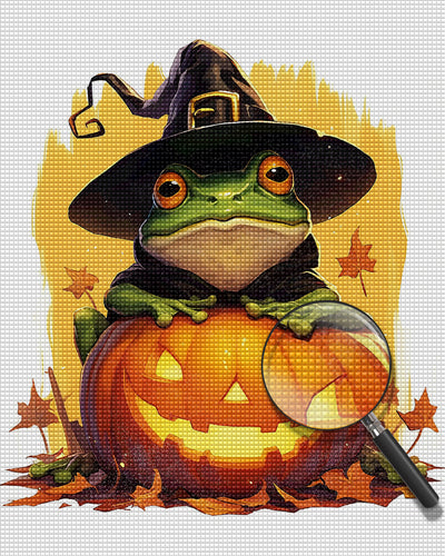 Lampe de Citrouille d'Halloween et Grenouille Broderie Diamant