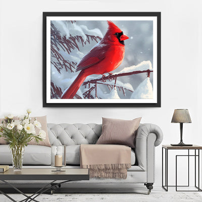 Oiseau Rouge dans La Neige Broderie Diamant