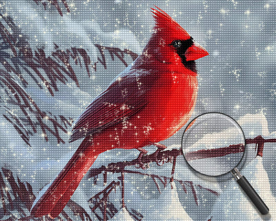 Oiseau Rouge dans La Neige Broderie Diamant