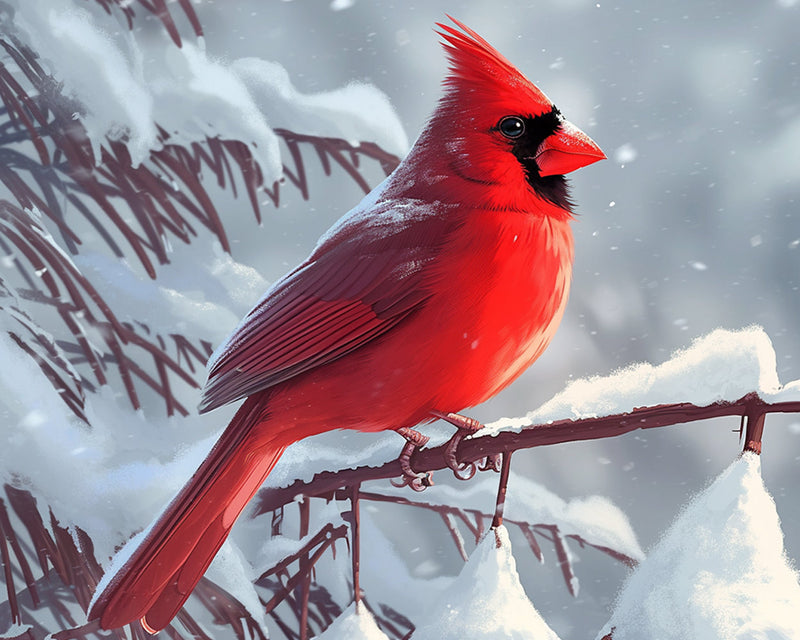 Oiseau Rouge dans La Neige Broderie Diamant