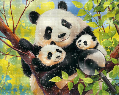 Famille de Pandas Broderie Diamant