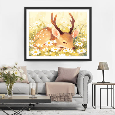 Cerf et Fleurs Broderie Diamant