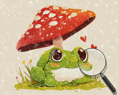 Grenouille et Champignon Broderie Diamant