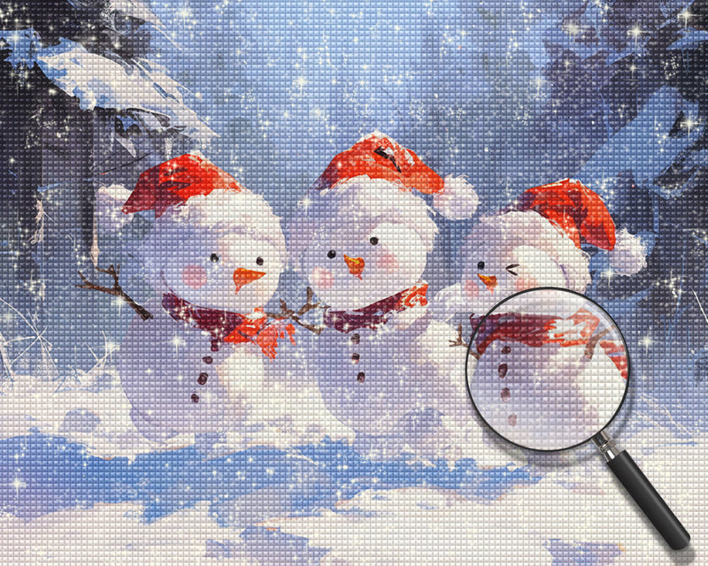 Trois Bonhommes de Neige de Noël Broderie Diamant