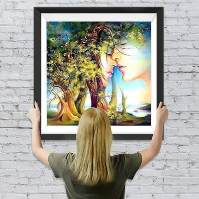 Couple et Arbres Aimer Populaire Broderie Diamant