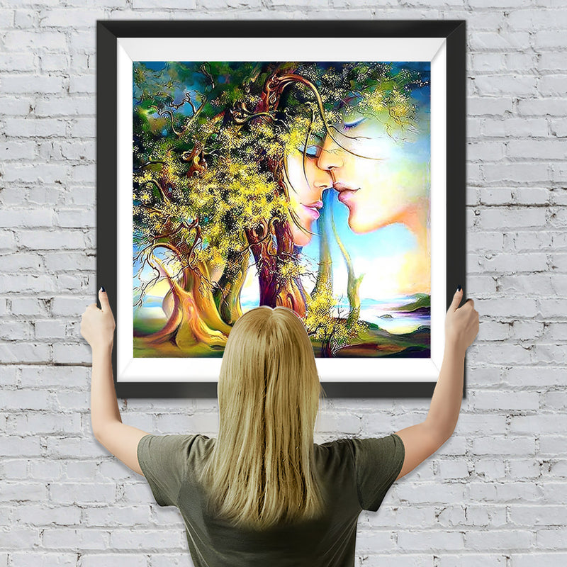 Couple et Arbres Aimer Populaire Broderie Diamant