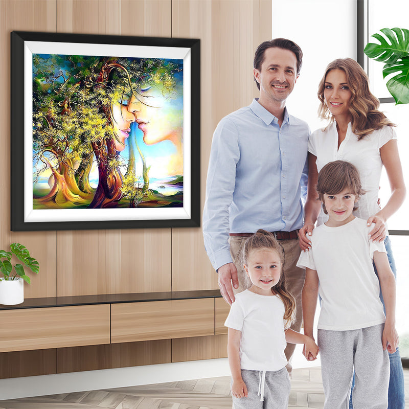 Couple et Arbres Aimer Populaire Broderie Diamant