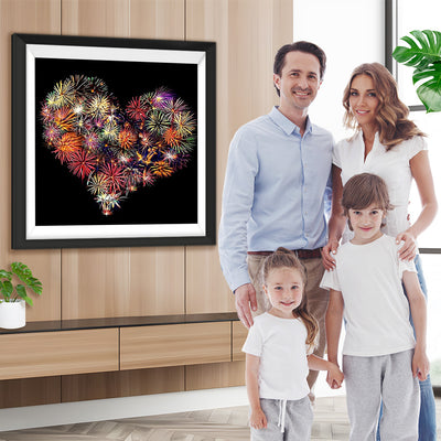 Feux d'Artifice en Forme de Cœur Broderie Diamant