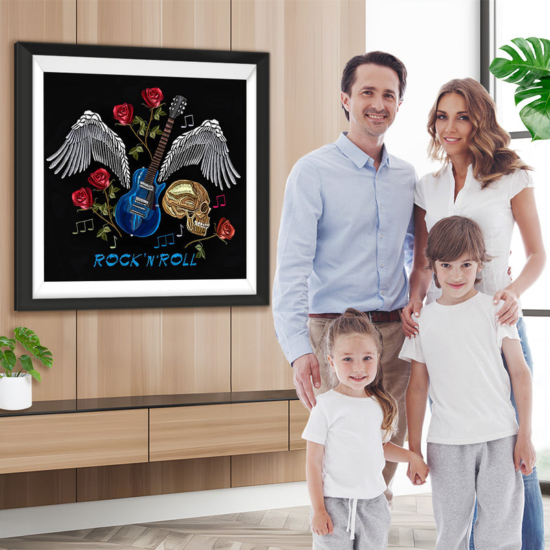 Crâne et Guitare Broderie Diamant