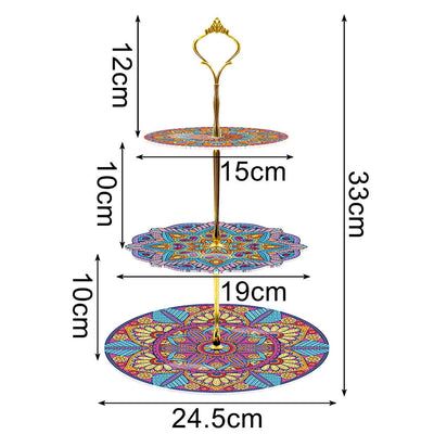 3 Niveaux de Plateau de Service Acrylique Mandala Coloré Broderie Diamant