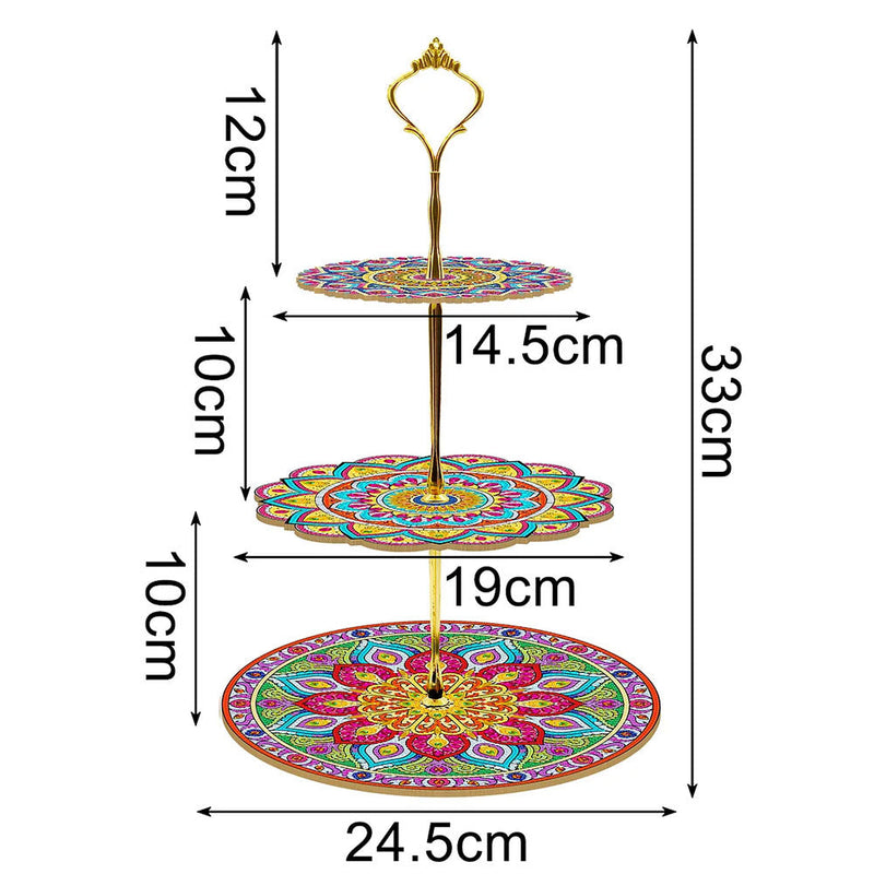 3 Niveaux de Plateau de Service Acrylique Mandala Formidable Broderie Diamant