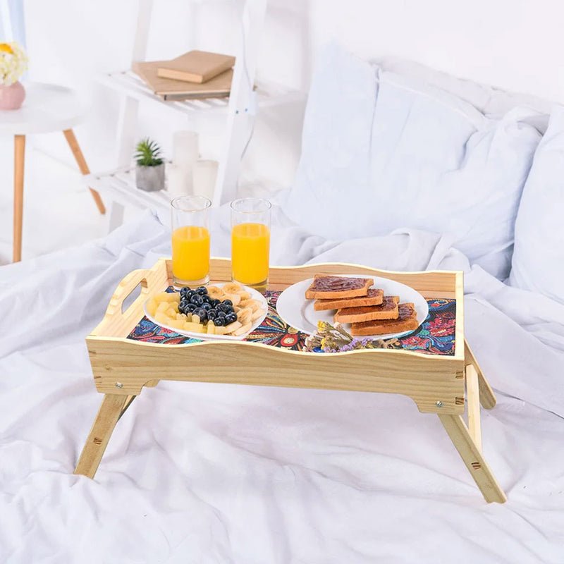 Plateau de Dinner en Bois Avec Poignée Papillon Formidable et Coloré Broderie Diamant