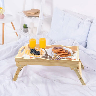 Plateau de Dinner en Bois Avec Poignée Feuille d'Automne Abstraite Broderie Diamant