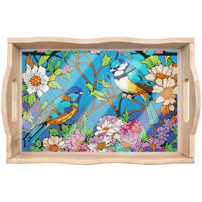 Plateau de Service en Bois Oiseaux sur L&