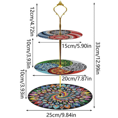 3 Niveaux de Plateau de Service Acrylique Mandala Coloré Spital Broderie Diamant