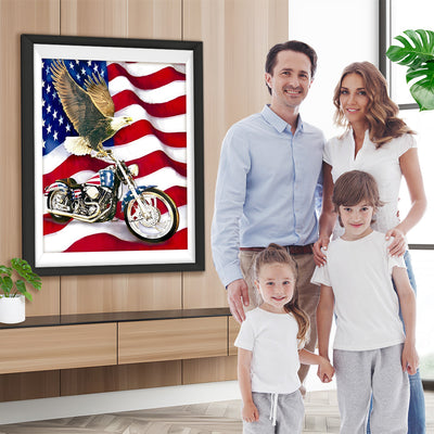 Aigle et Moto aux Etats-Unis Broderie Diamant