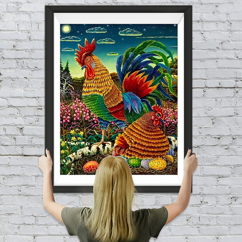 Coq et Poule de Pâques Fête Broderie Diamant