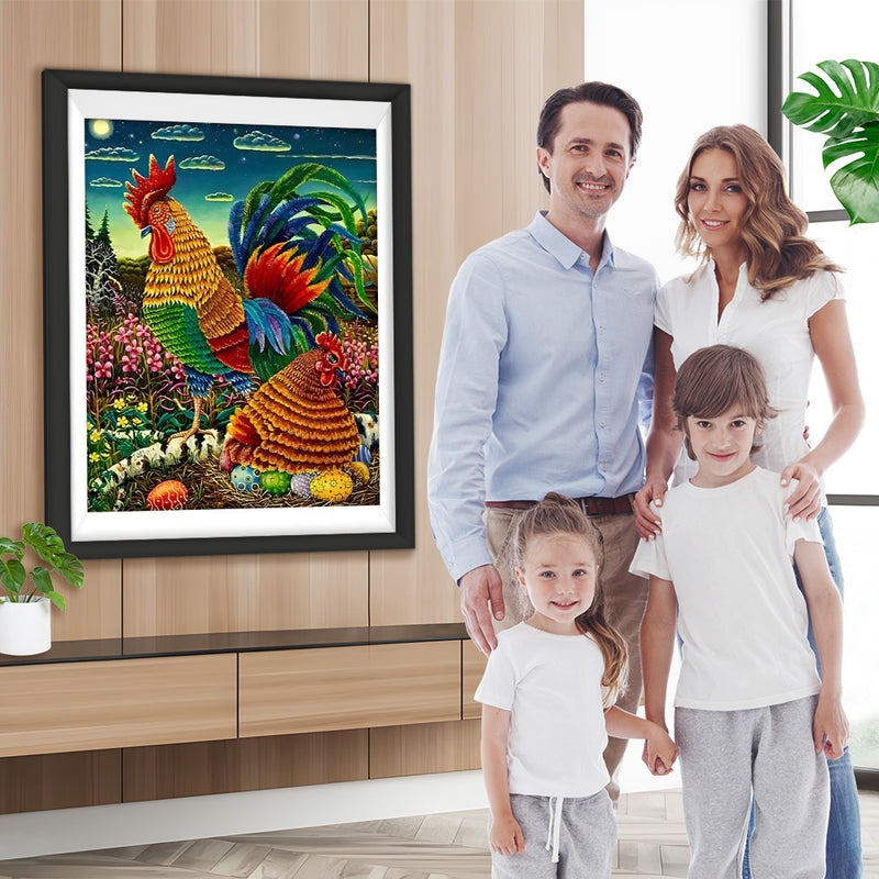 Coq et Poule de Pâques Fête Broderie Diamant