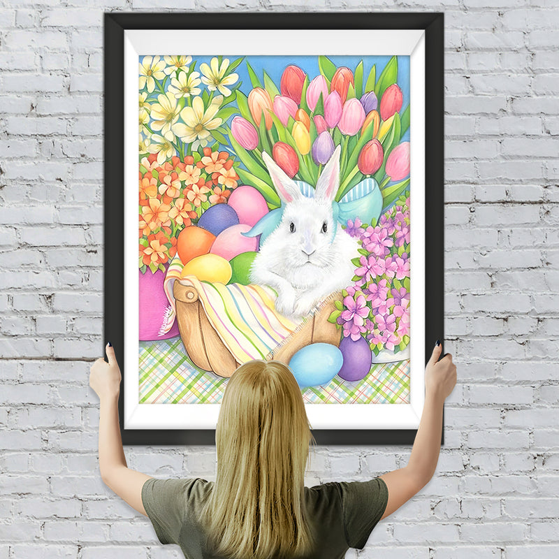 Lapin Blanc de Pâques Fête Broderie Diamant