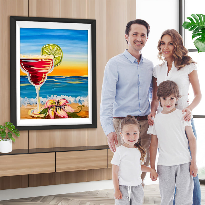 Lis et Cocktail sur la Plage Broderie Diamant