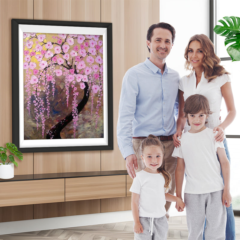 Orchidées Roses Broderie Diamant