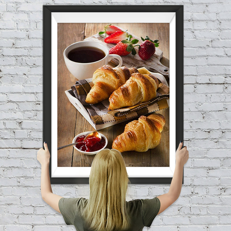 Croissants et Café Broderie Diamant