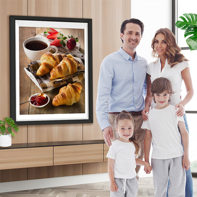 Croissants et Café Broderie Diamant