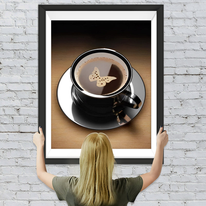 Café et Papillon Broderie Diamant
