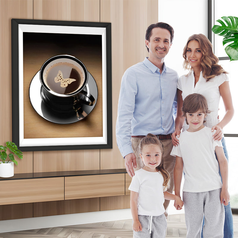 Café et Papillon Broderie Diamant