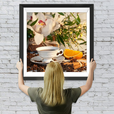 Café et Orange Broderie Diamant