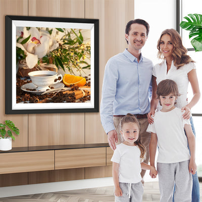 Café et Orange Broderie Diamant