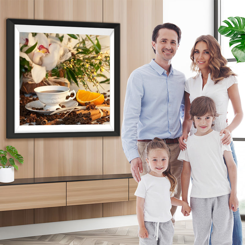 Café et Orange Broderie Diamant