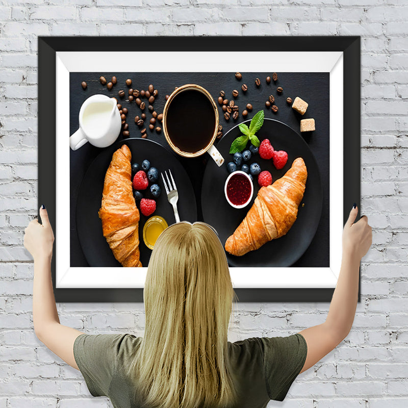 Croissant, Café et Lait Broderie Diamant