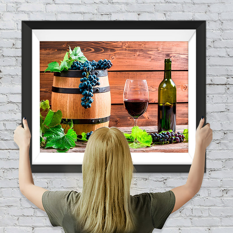 Vin Rouge et Raisins Broderie Diamant