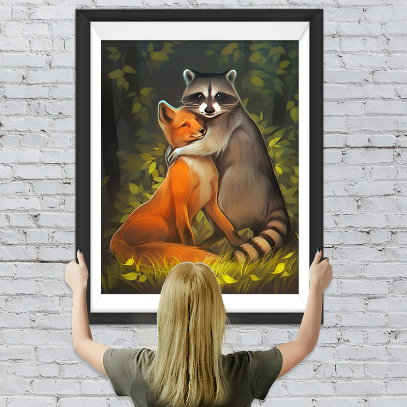 Renard et Racoon Broderie Diamant