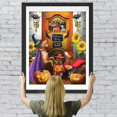 Les Chats et les Chiens pour Halloween Broderie Diamant