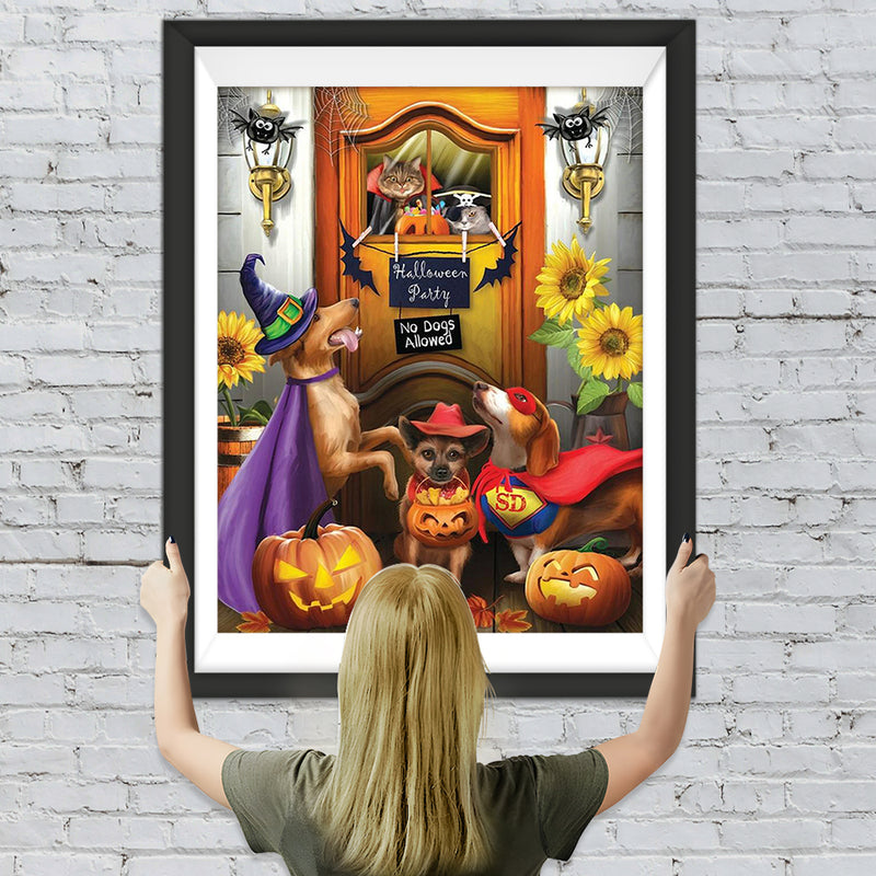 Les Chats et les Chiens pour Halloween Broderie Diamant