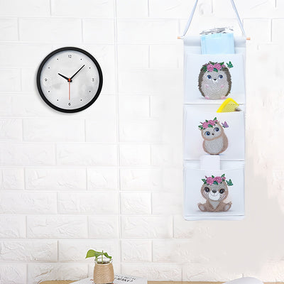 Mignons Bébés Animaux Maison Organisateur Sac de Rangement Suspendu Broderie Diamant